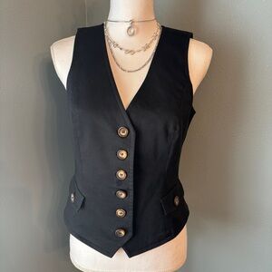 Rare ANDIATA Black Buttoned Cotton Vest Waistcoat Helsinki Finland Brand